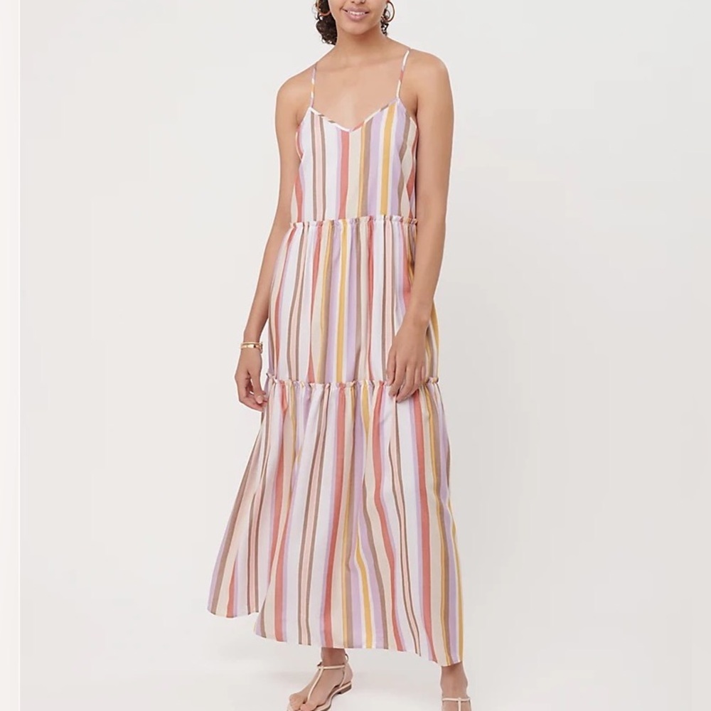 LOFT Beach Striped Tiered Vacation Lyocell Maxi Dress